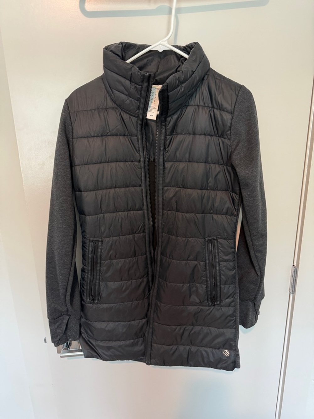 MPG Black Quilted Jacket with Black Knit Trim